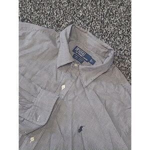 Polo Ralph Lauren Lowell Sport Shirt Mens Large‎ Blue Houndstooth Long Sleeve